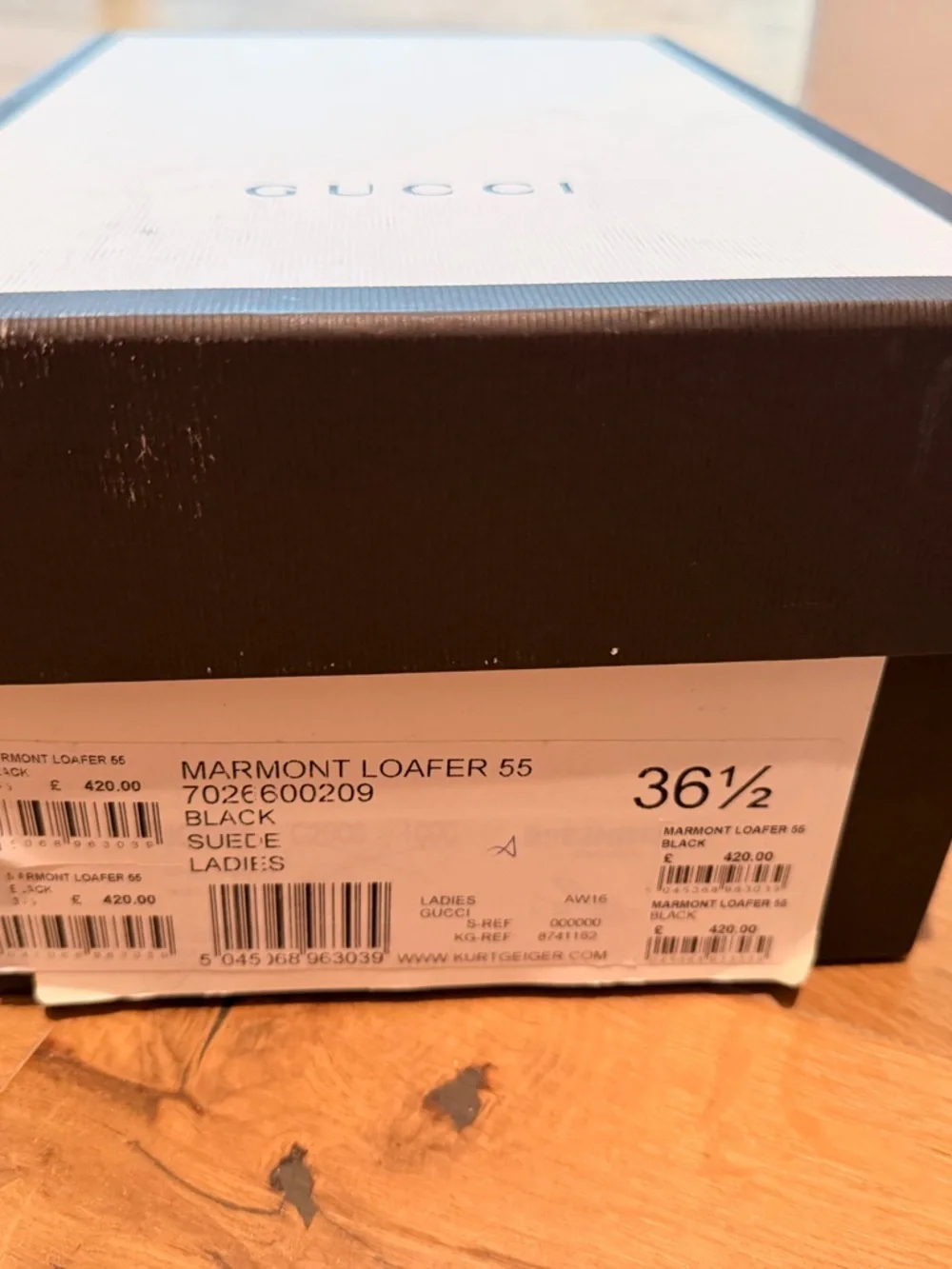 GUCCI Black Suede Marmont Mid-Heel Loafers Size 6.5/37 - Picture 2 of 7